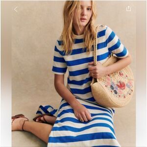 Sezane Blue and White Striped Maxi Dress